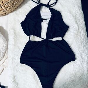 Lovers + Friends Black Cutout One-Piece Swimsuit
